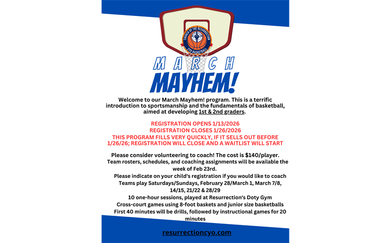 MARCH MAYHEM REGISTRATION OPENS 1/13/26